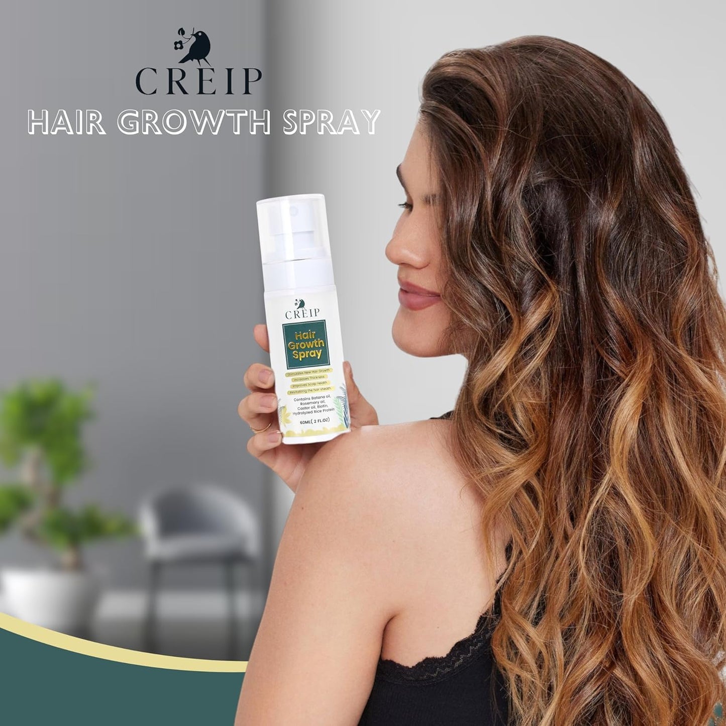 OG Hair Growth Spray, 2 FL OZ: Natural Formula with Batana, Castor and Rosemary Oil, Rice Water, and Biotin for Women and Men - Stimulates Hair Follicles & Promotes Hair Thickening