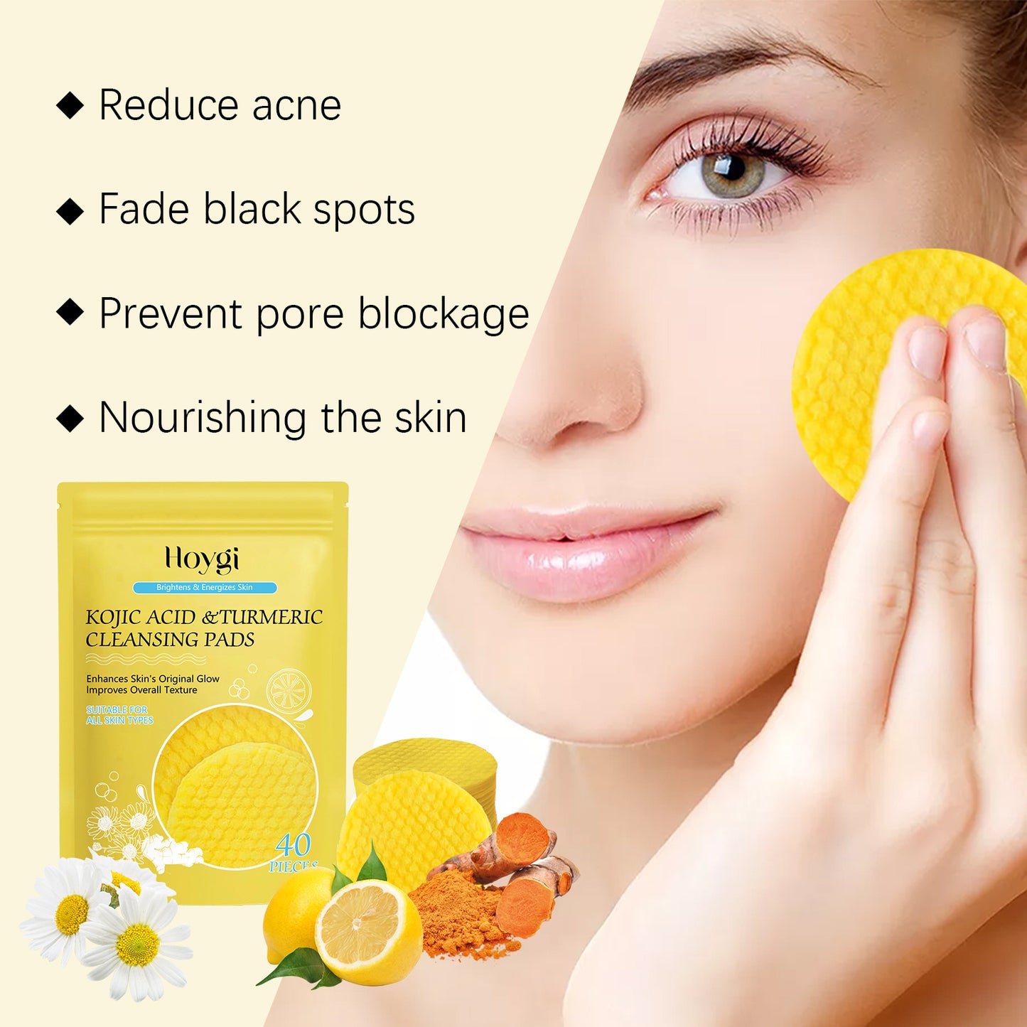 HOYGI Turmeric Acid Exfoliating Pore Cleansing Pad - EZ Beauty Lashes
