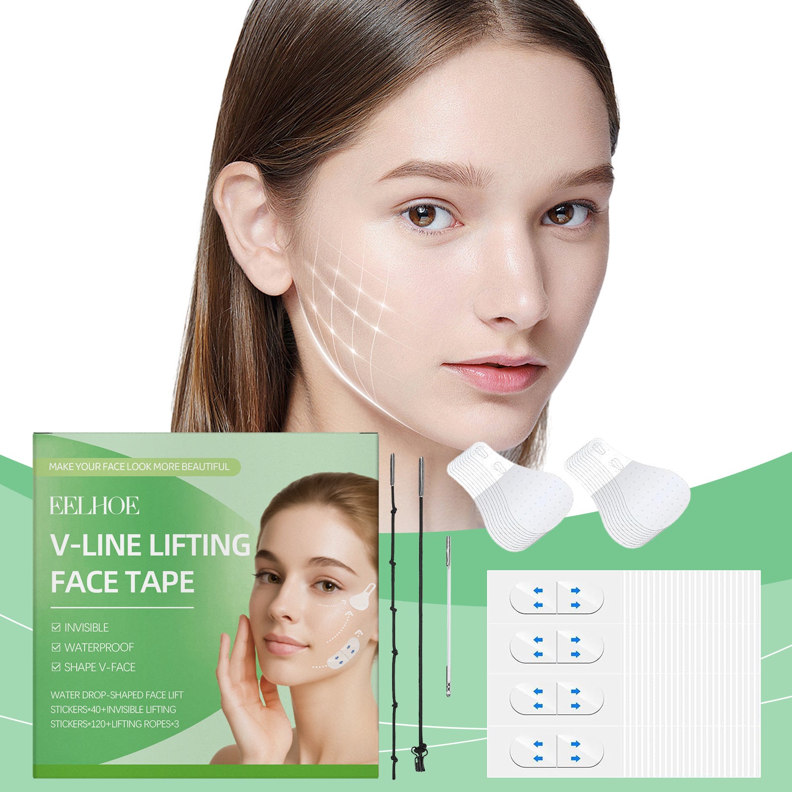 Invisible Face Nursing Adhesive Bandage Suit Firming Facial Skin Daily Shaping Small Face Face Lift Tape Patch - EZ Beauty Lashes