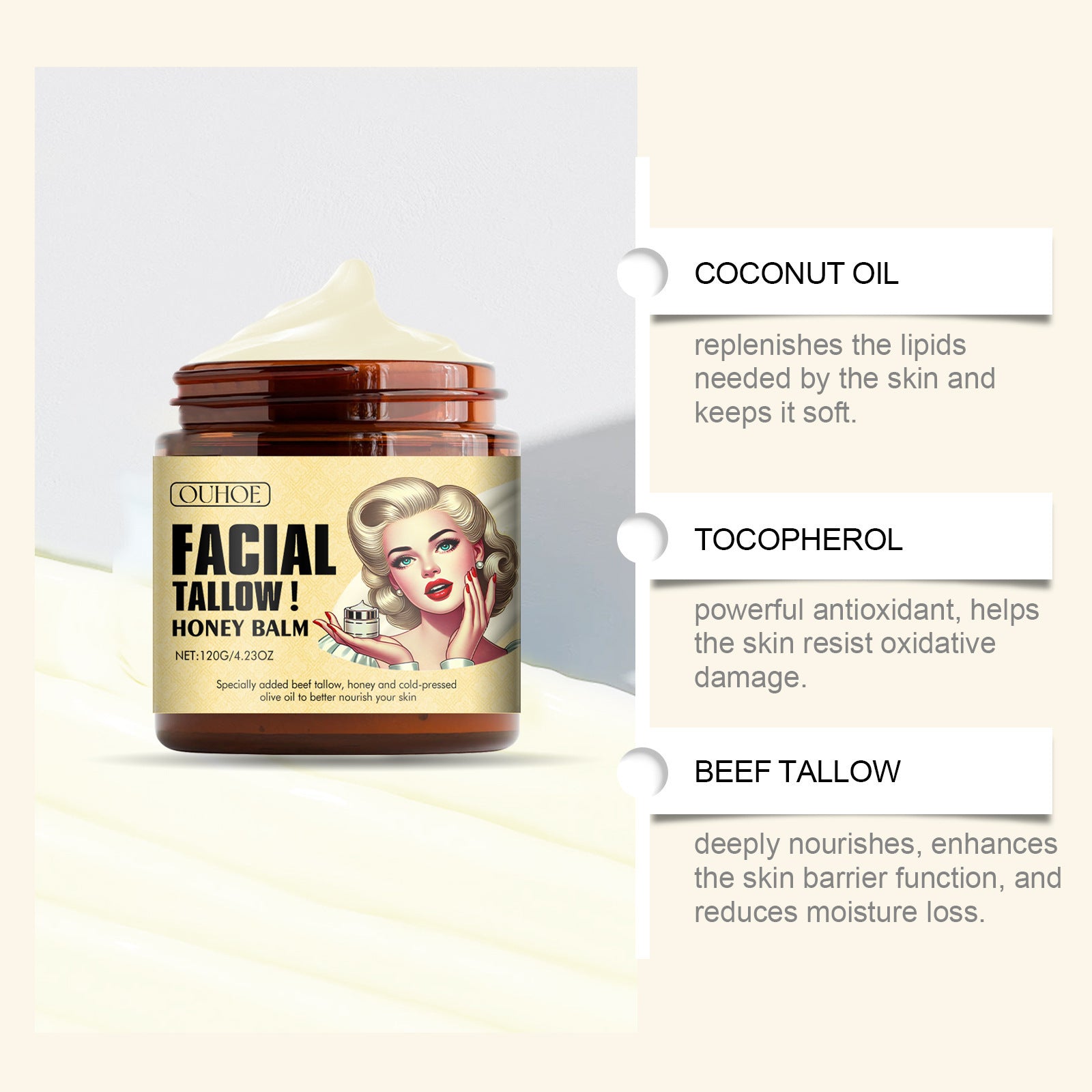 Tallow Honey Skin Moisturizing Cream - EZ Beauty Lashes