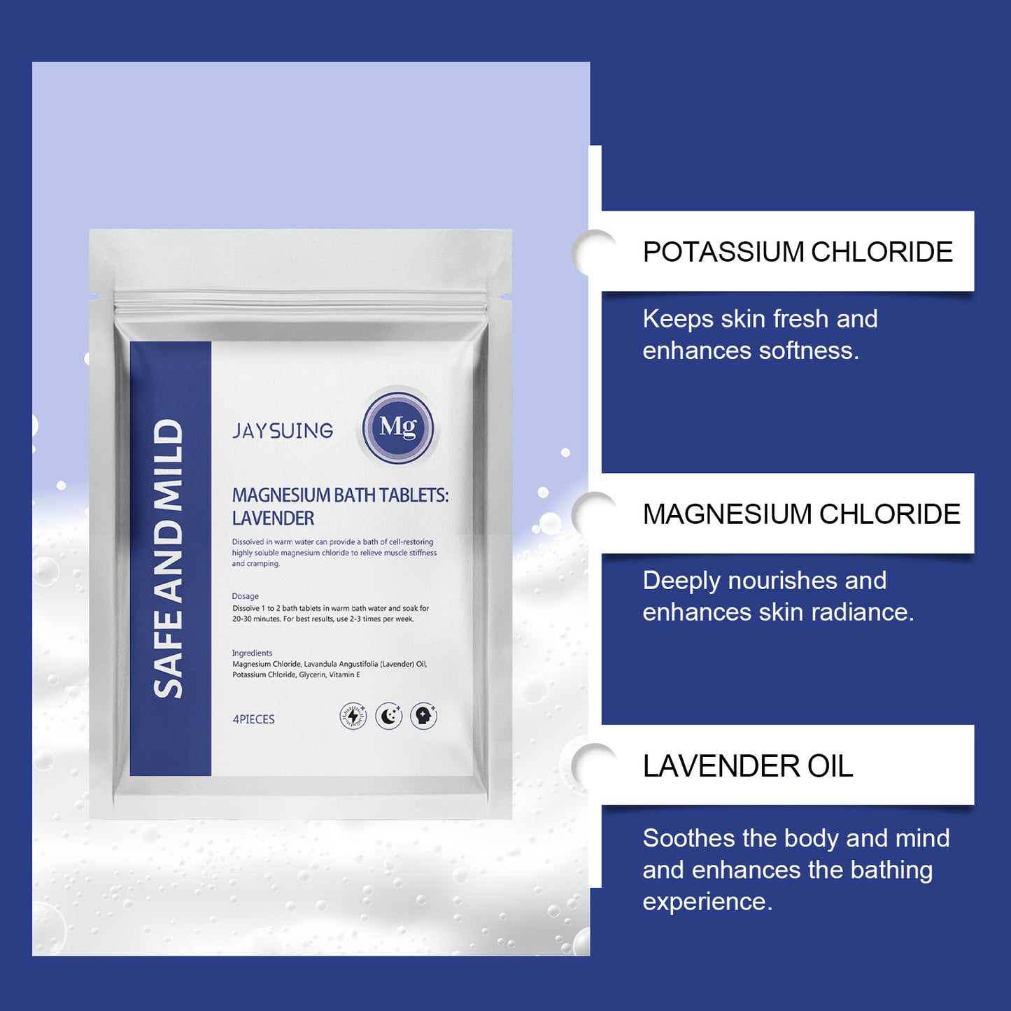 Lavender Magnesium Bath Sheet Nourishing Moisturizing Cleaning - EZ Beauty Lashes