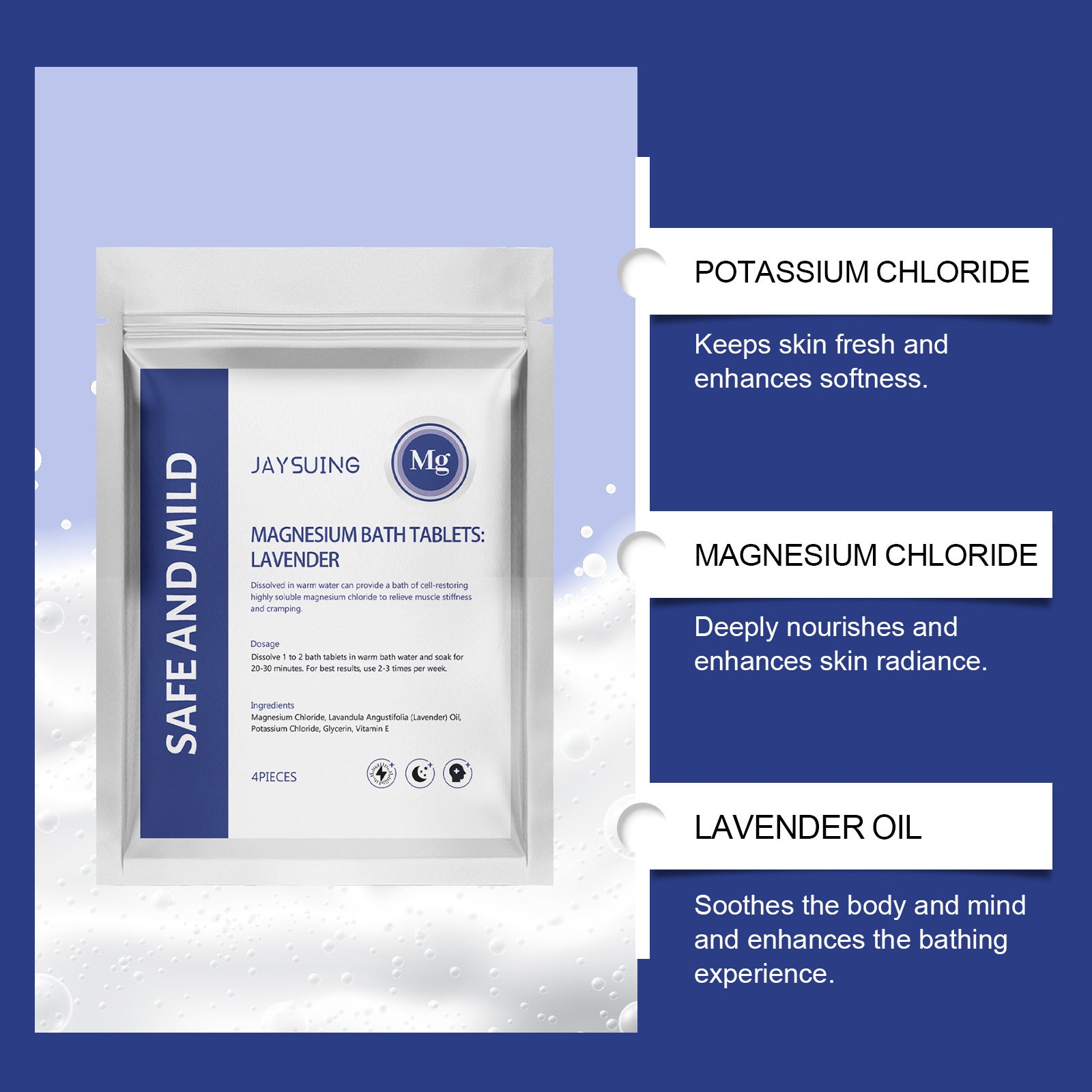 Lavender Magnesium Bath Sheet Nourishing Moisturizing Cleaning - EZ Beauty Lashes