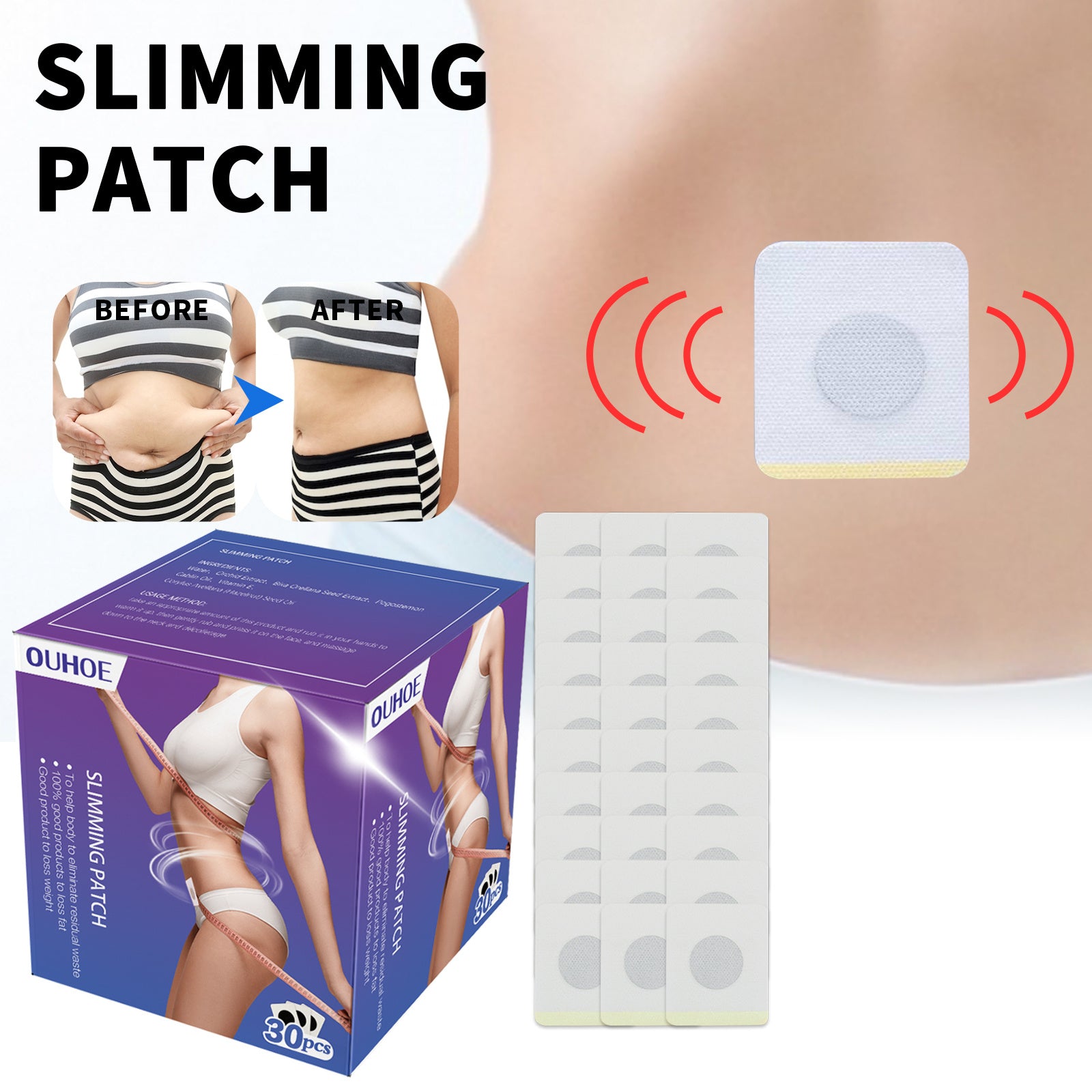 OUHOE Herbal Slimming Belly Button Patch Body Contouring Body Firming Patch - EZ Beauty Lashes