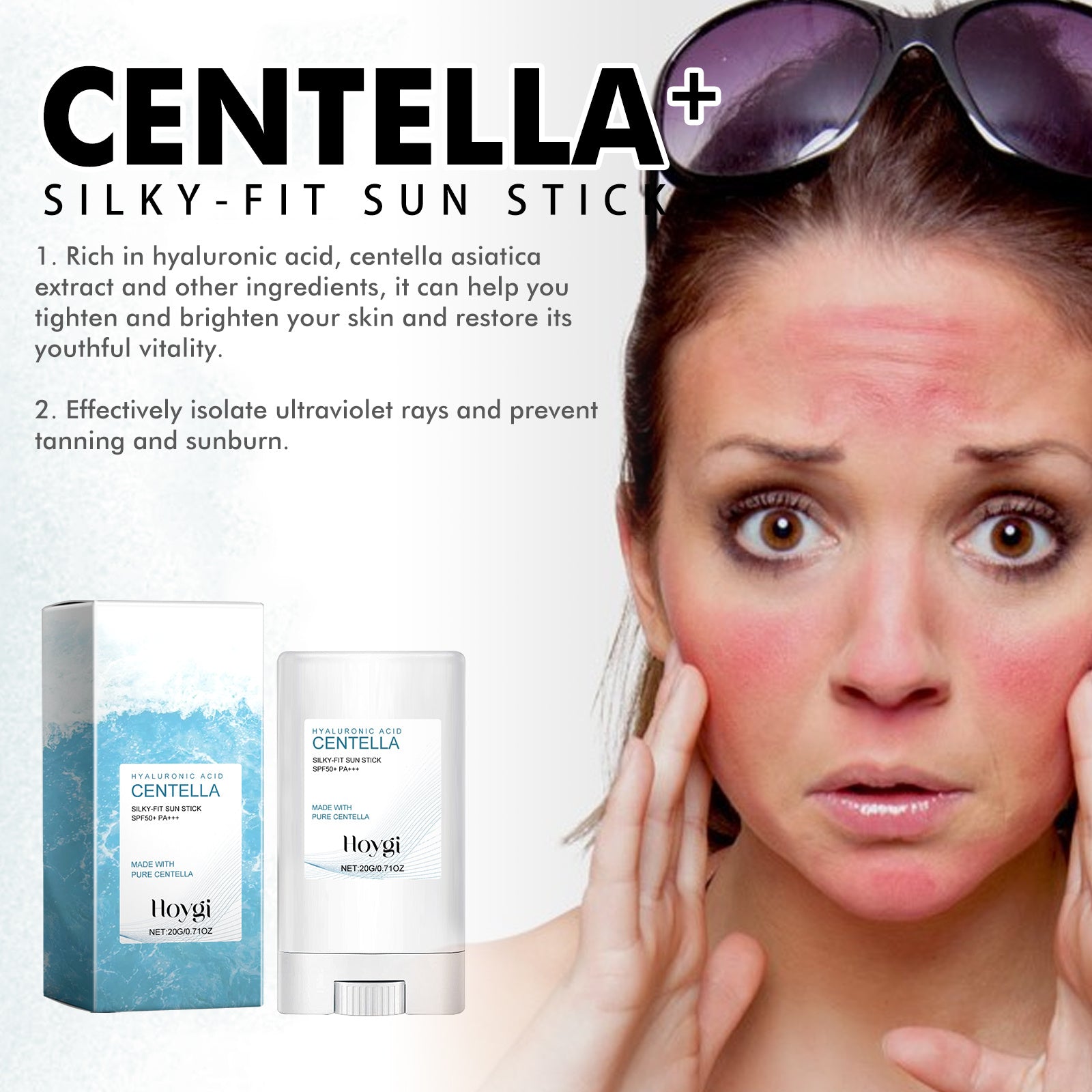 Hyaluronic Acid Sunscreen Stick Gentle Moisturizing UV Protection For Sunburned And Reddened Skin - EZ Beauty Lashes