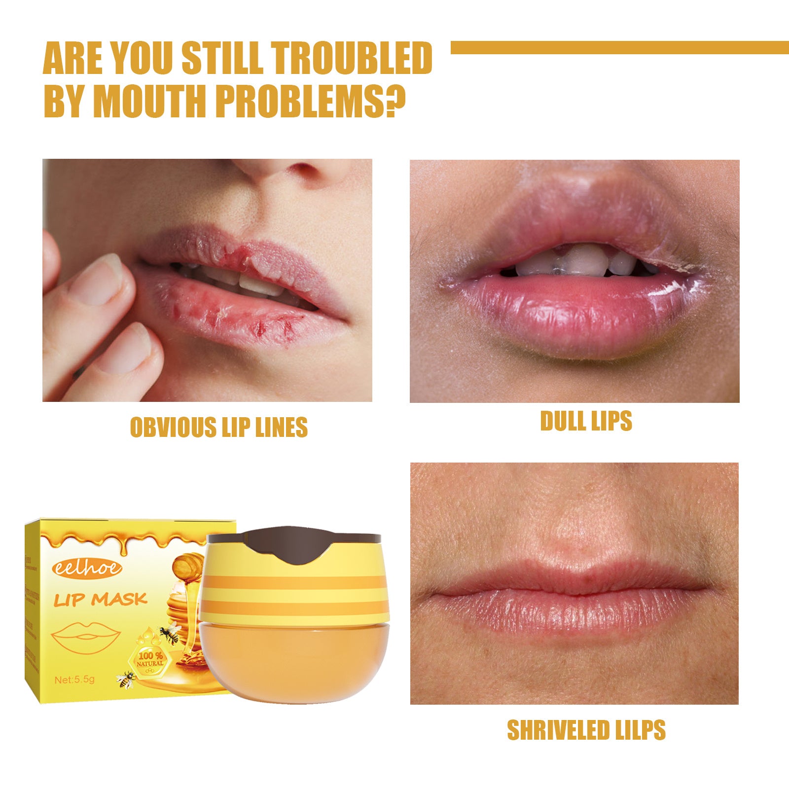 EELHOE Honey Lip Mask Moisturizing Exfoliating Lip Care Bee Lipstick - EZ Beauty Lashes