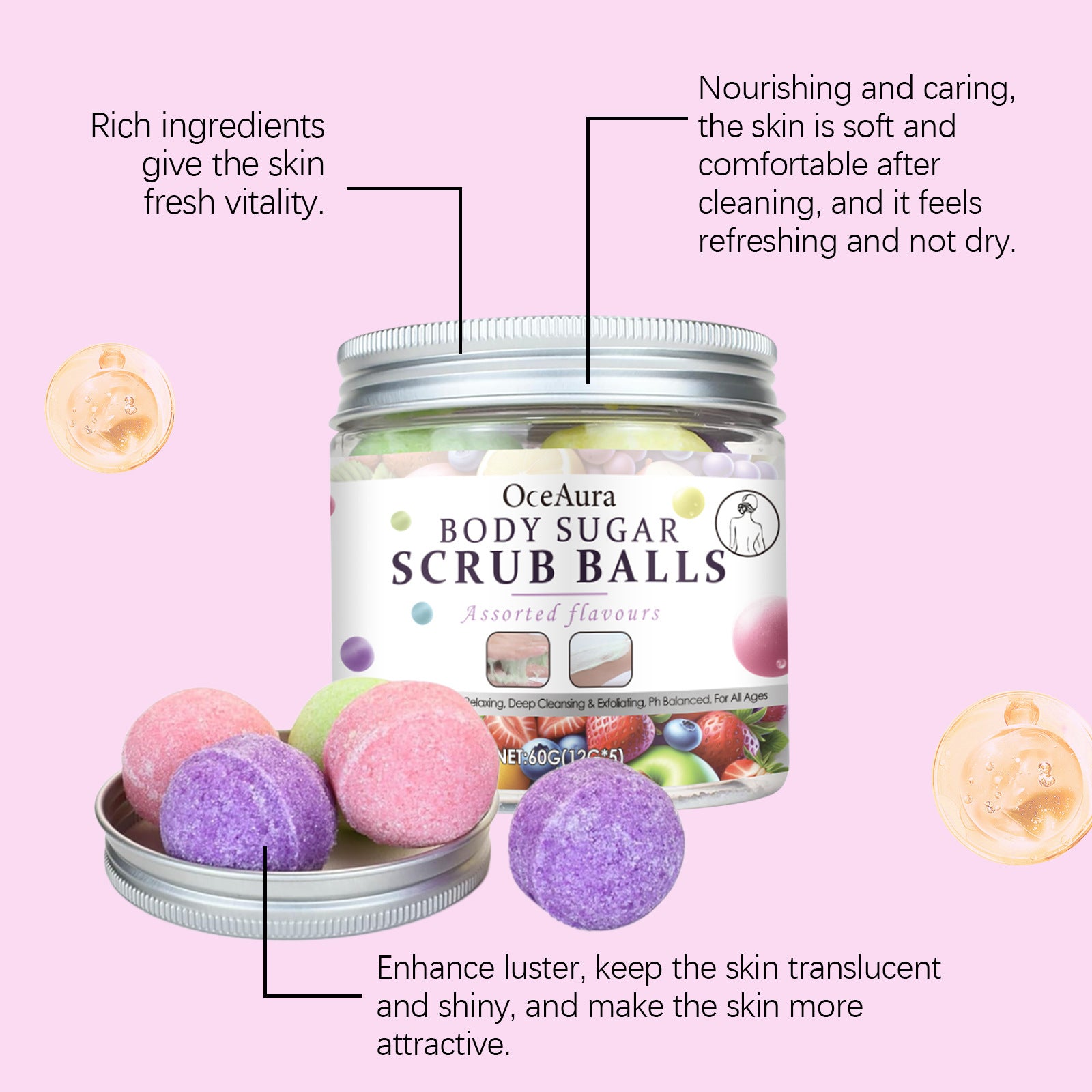 OCEAURA Exfoliating Dull Polish Bead Gentle Cleansing Care Silky Skin Soft Moisturizing Dull Polish Bead - EZ Beauty Lashes