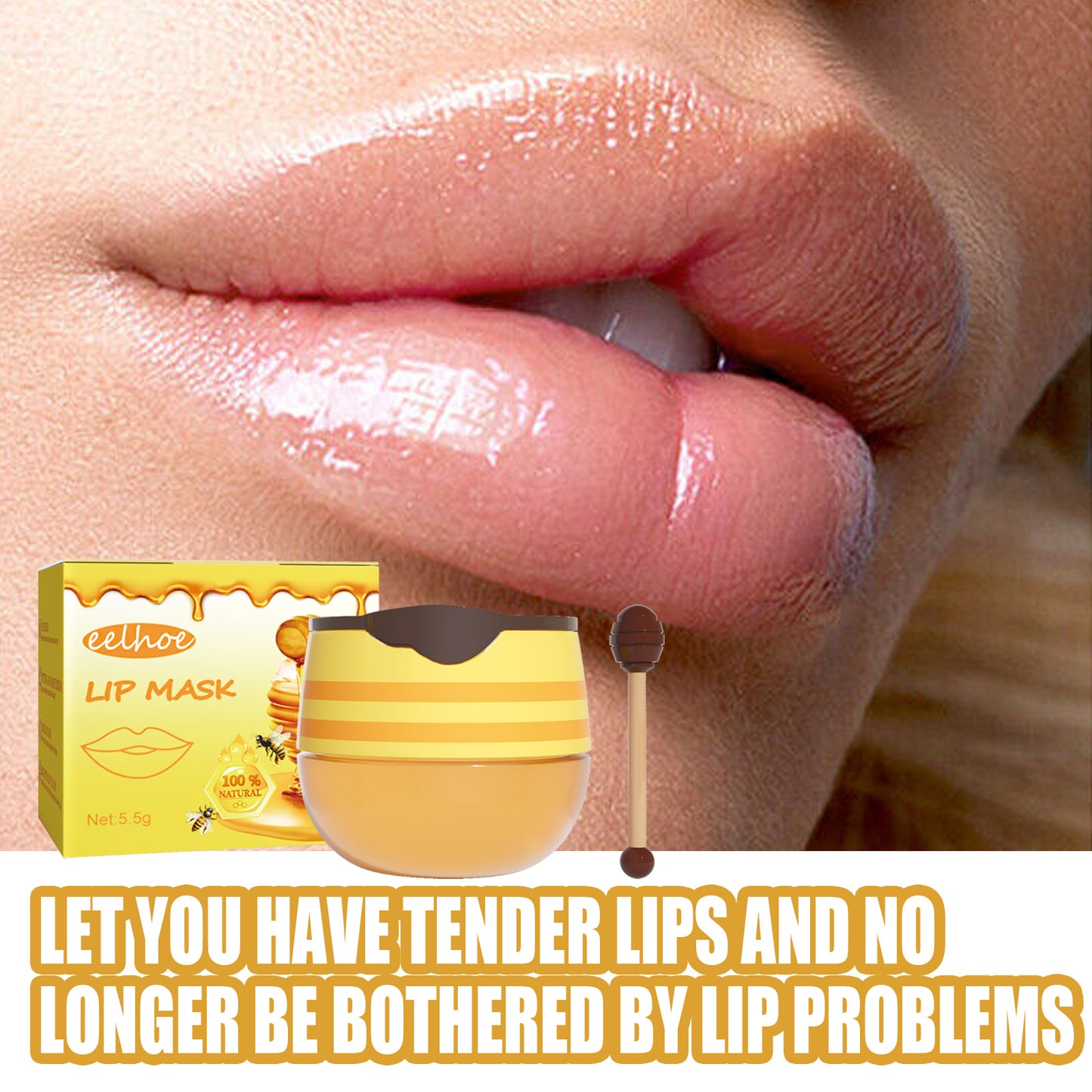 EELHOE Honey Lip Mask Moisturizing Exfoliating Lip Care Bee Lipstick - EZ Beauty Lashes