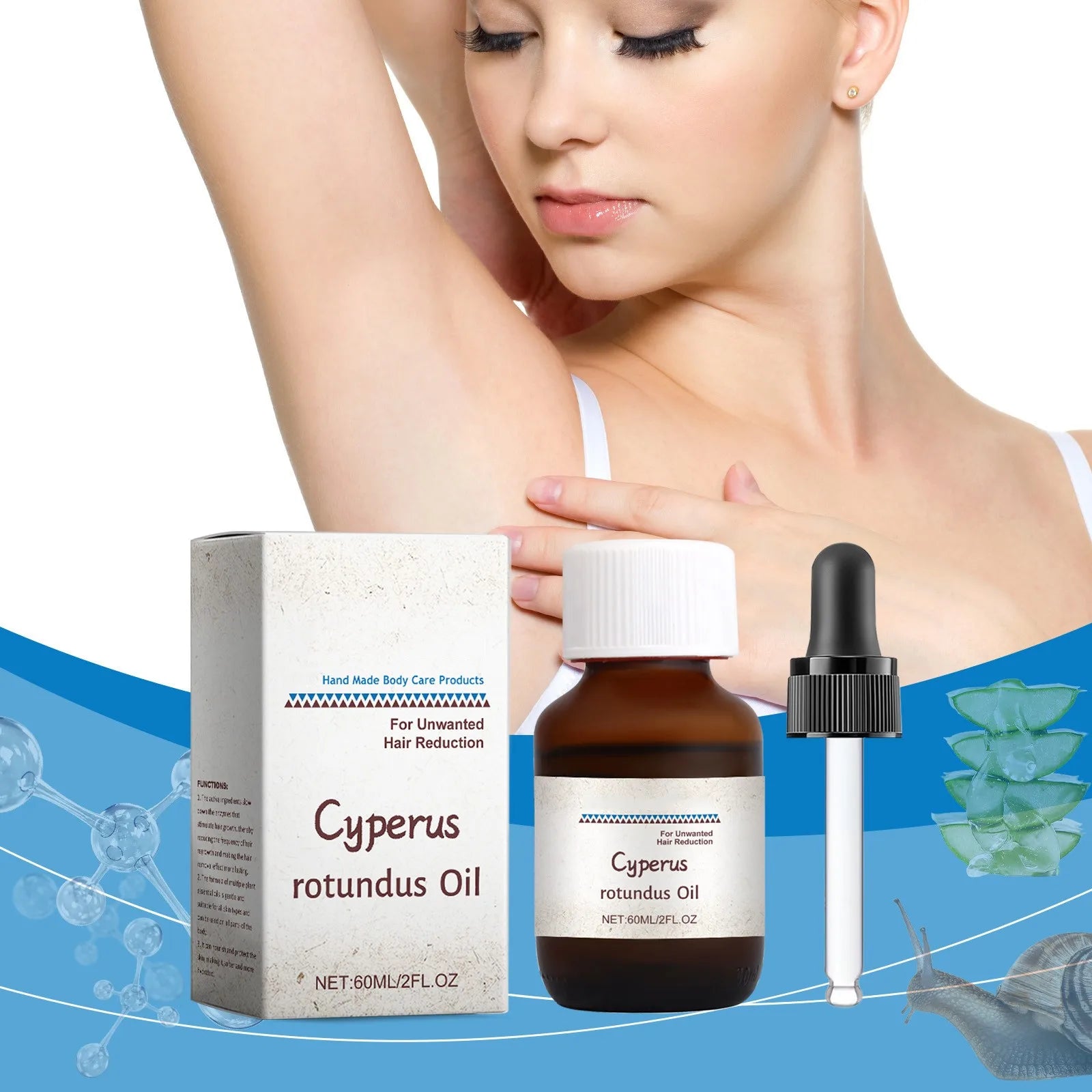 alidrop Cyperus Rotundus Hair Removal Care Oil Cyperus Rotundus Plant Oil Body Moisturizing Nourishing Hair Removal Care Oil 60ml - EZ Beauty Lashes