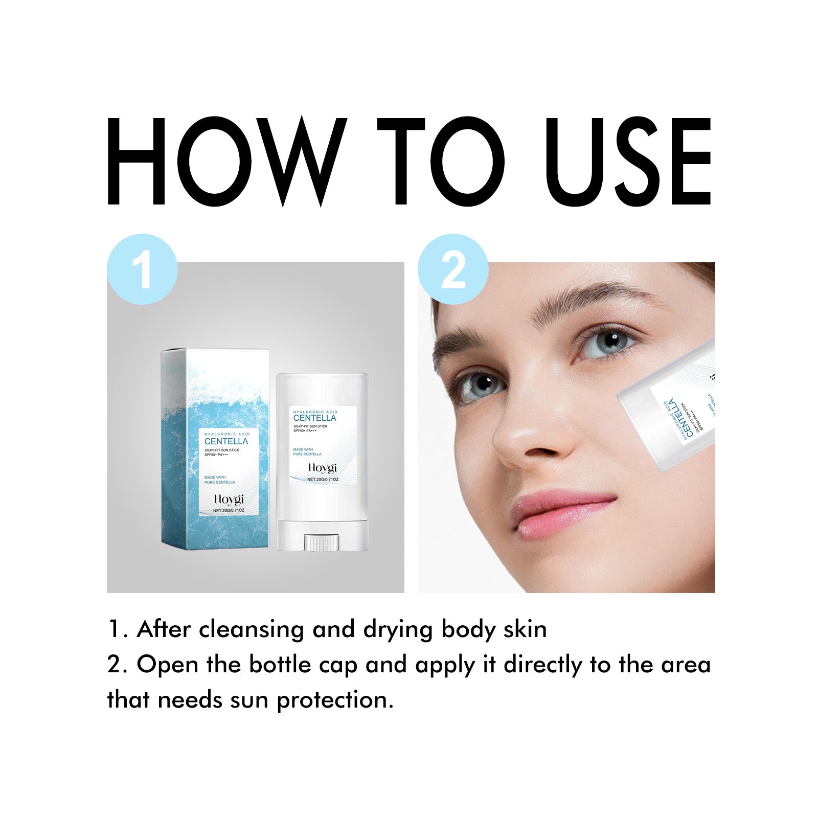 Hyaluronic Acid Sunscreen Stick Gentle Moisturizing UV Protection For Sunburned And Reddened Skin - EZ Beauty Lashes