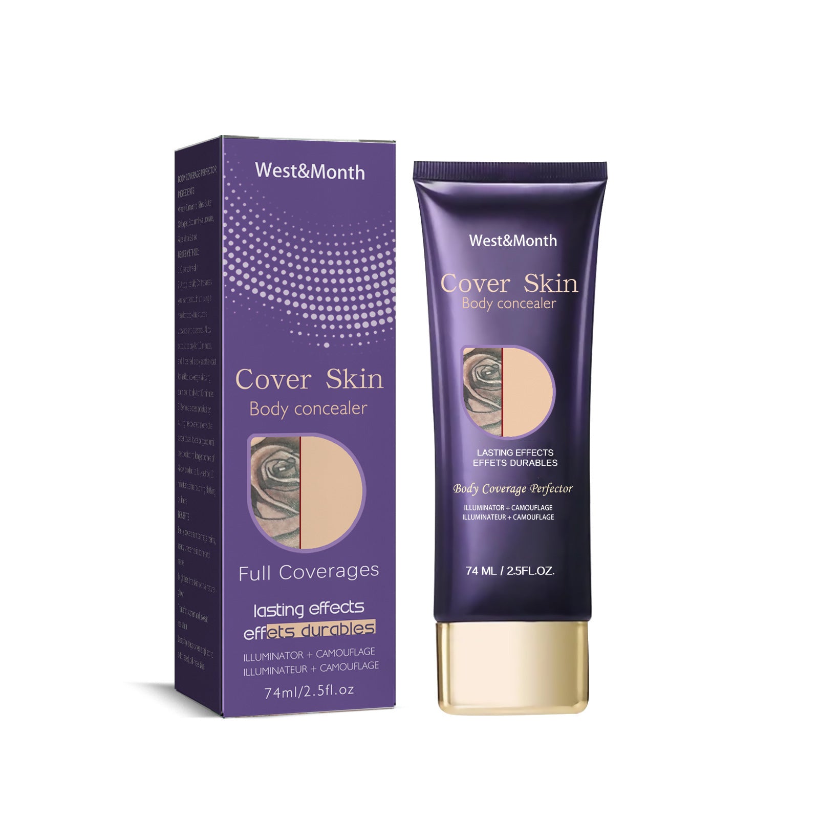 West & Month Body Concealer Waterproof Cover Tattoo Scar Birthmark Scar Invisible Body Concealer - EZ Beauty Lashes