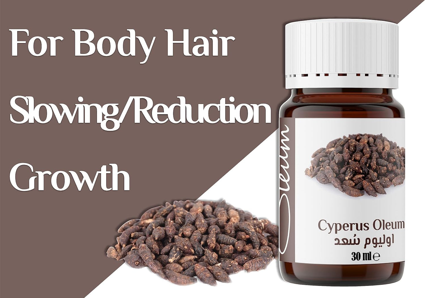 Naturally Reducing Body Hair Growth, 100% Pure Cyperus Oil 30 Ml